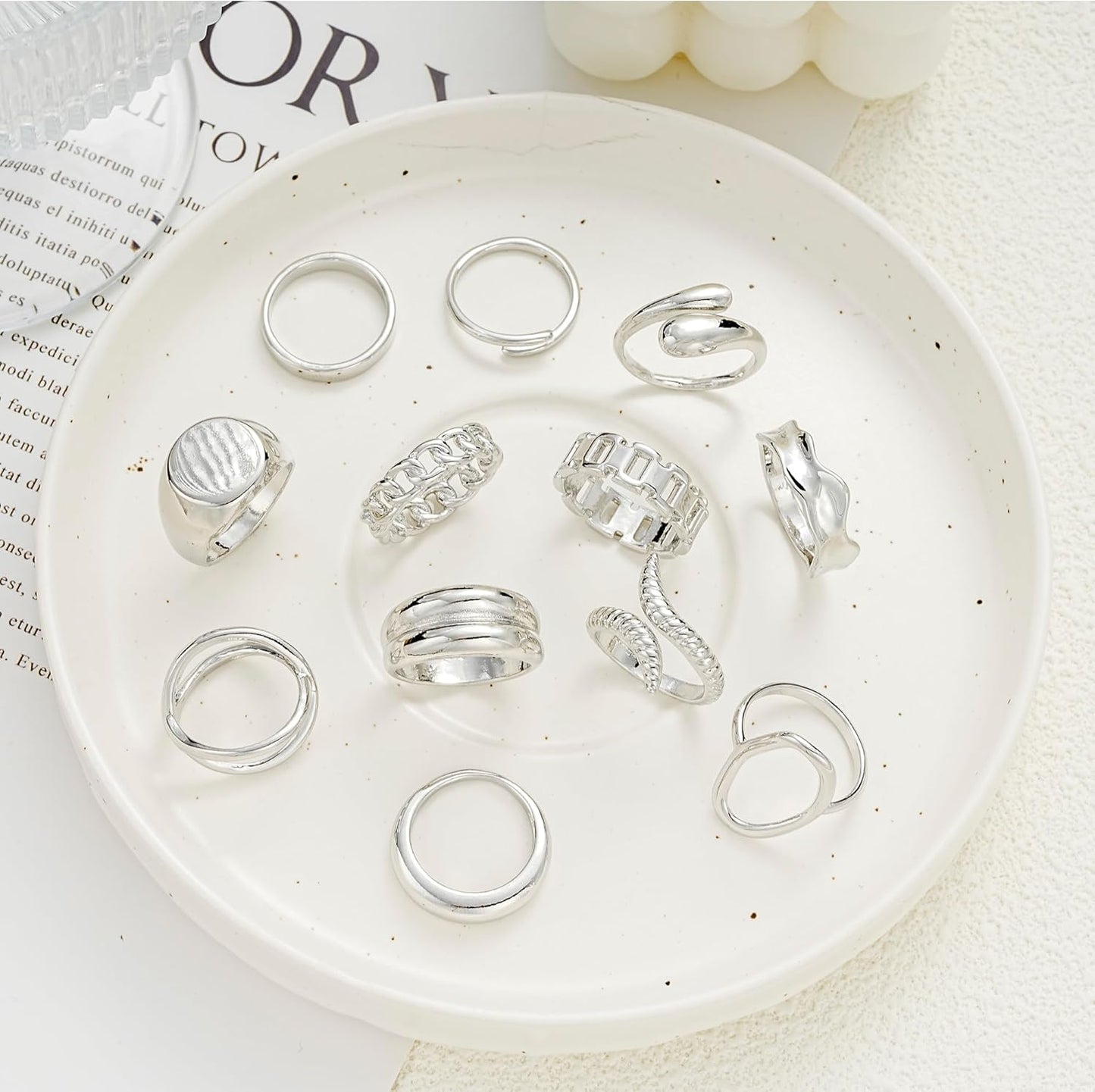 Gold Stackable Rings Set for Women