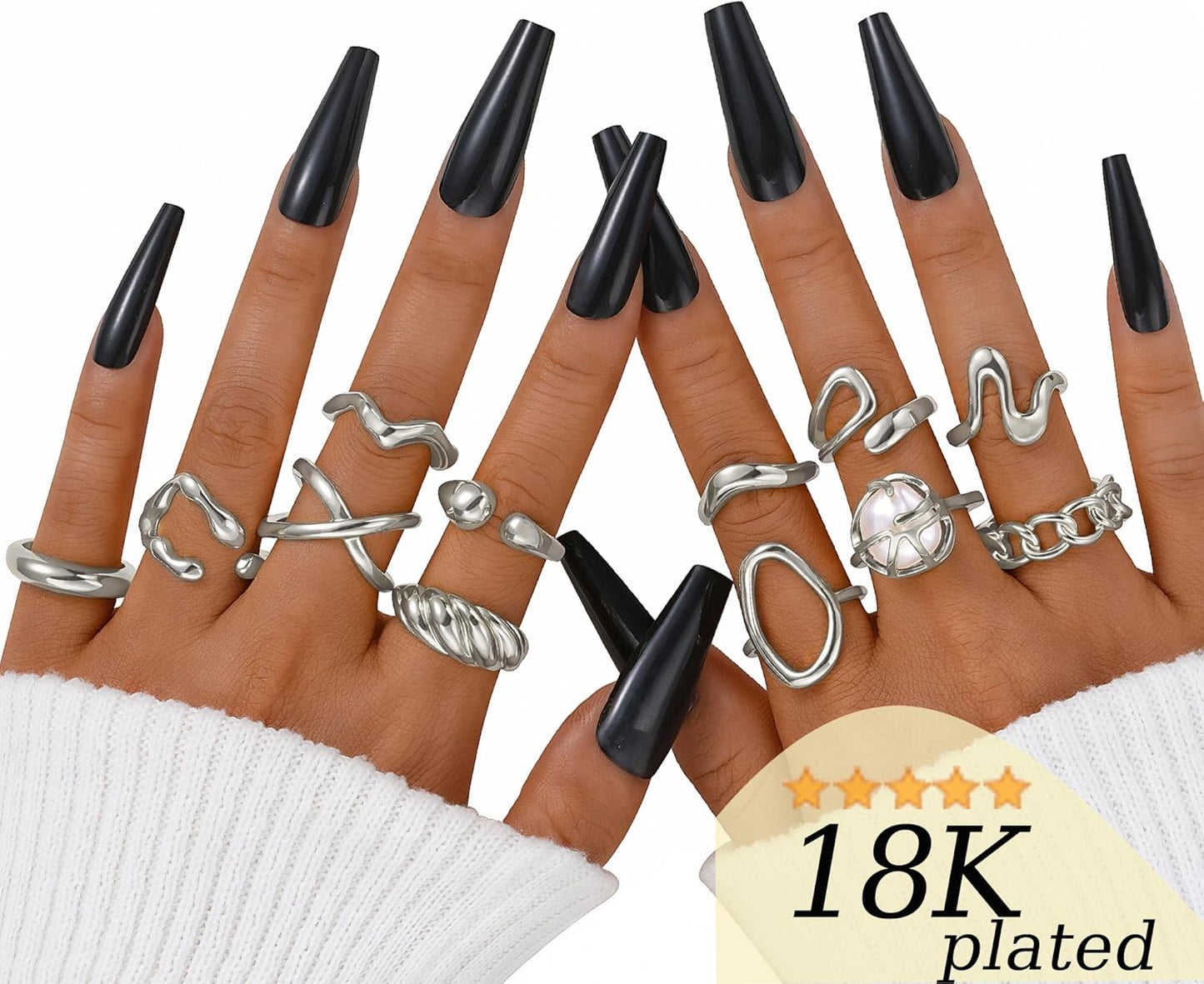 Gold Stackable Rings Set for Women