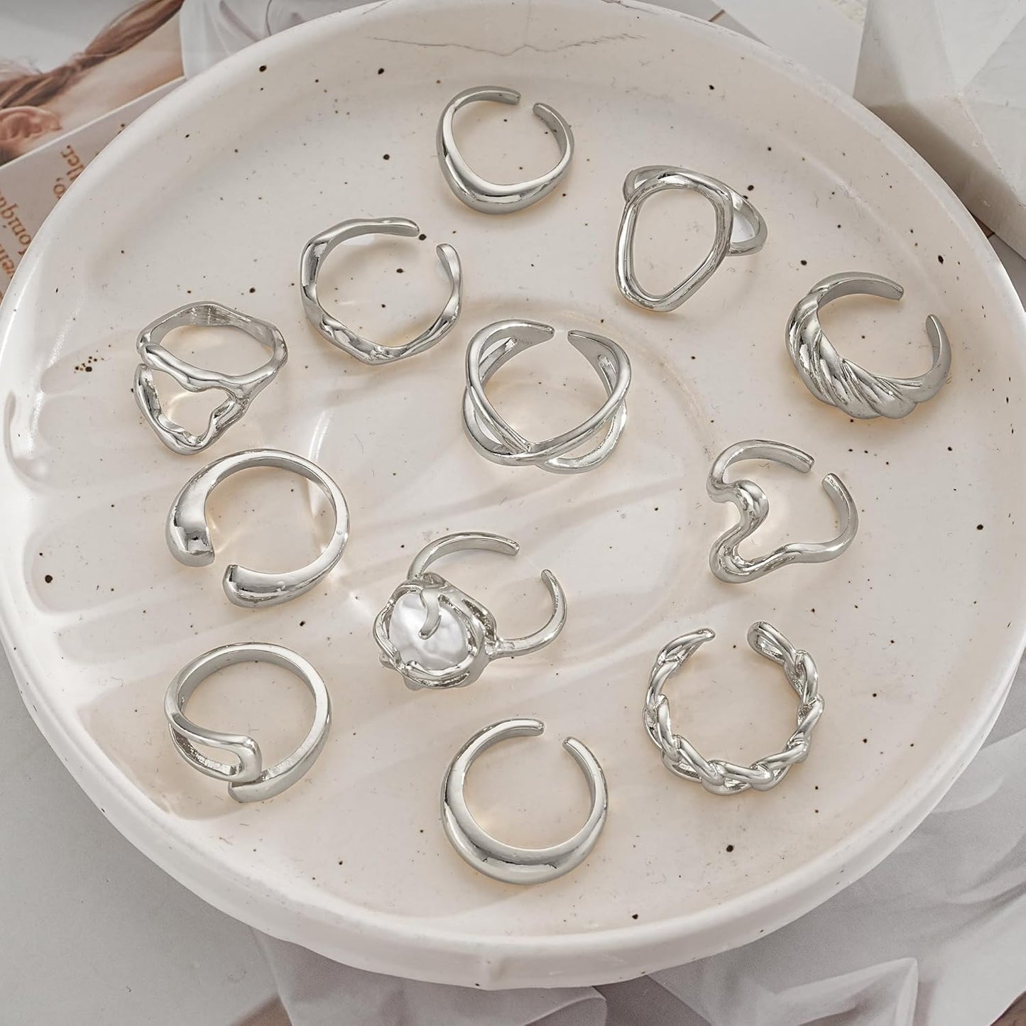 Gold Stackable Rings Set for Women