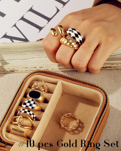 Gold Stackable Rings Set for Women