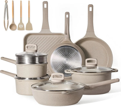 CAROTE 19pcs Pots and Pans Set, Nonstick Cookware Set Detachable Handle, Induction Kitchen Cookware Sets Non Stick with Removable Handle, RV Cookware Set, Oven Safe