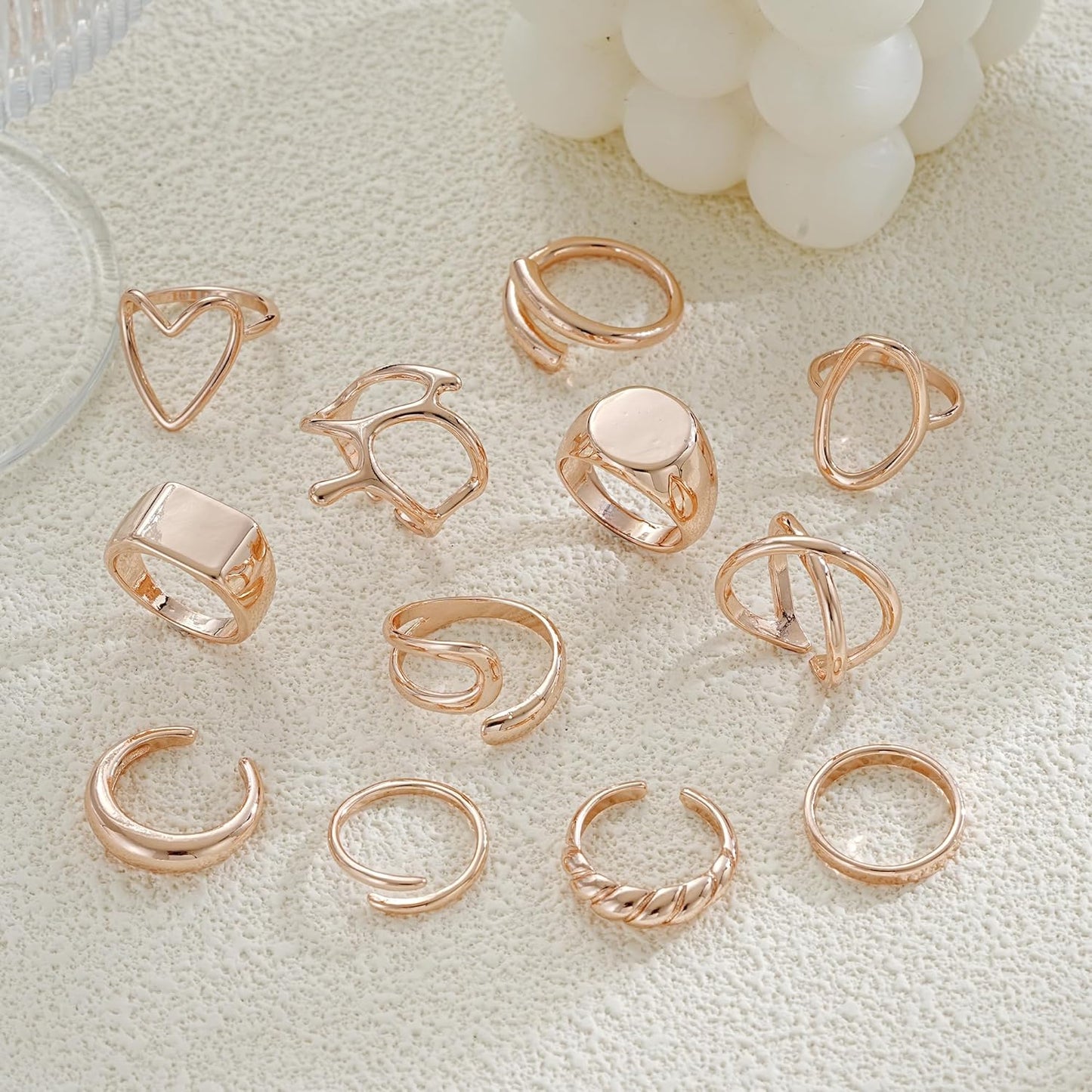 Gold Stackable Rings Set for Women