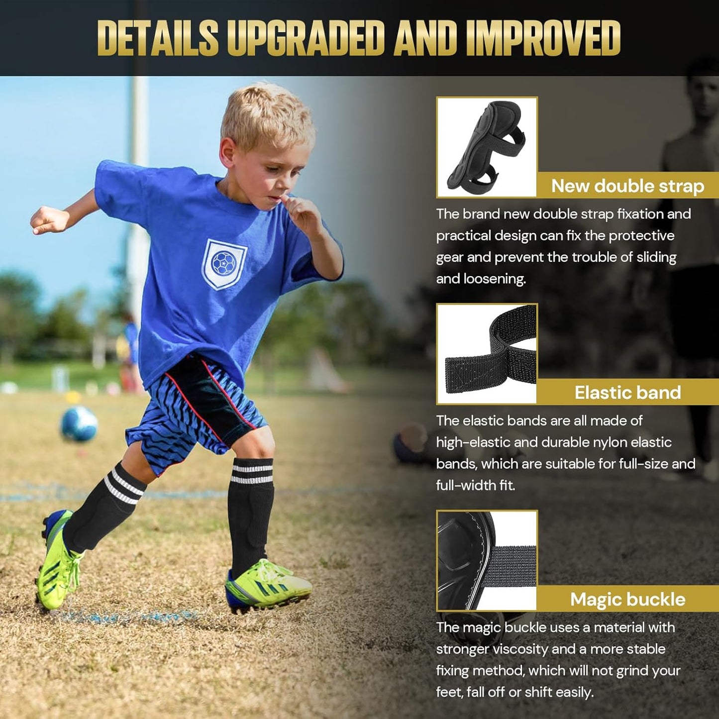 Kids Soccer Shin Guards with Sleeves