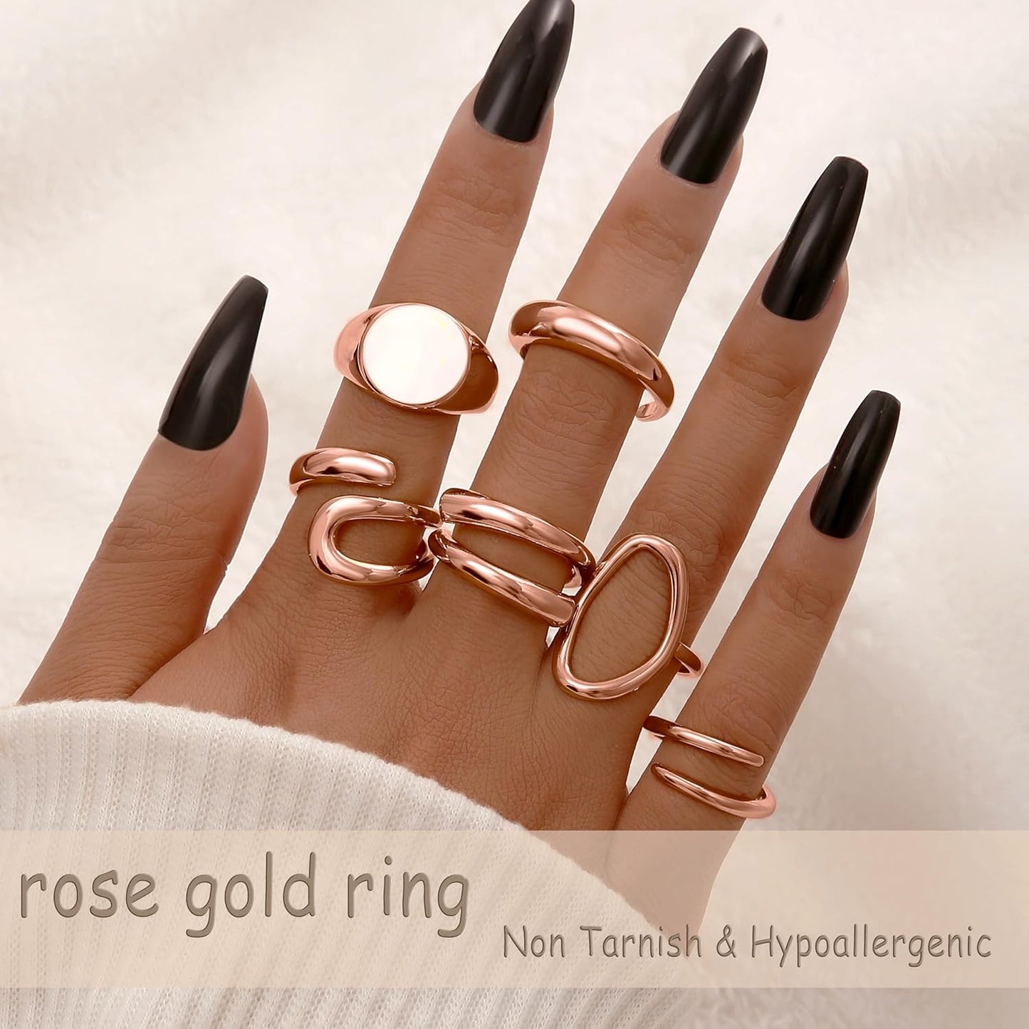 Gold Stackable Rings Set for Women