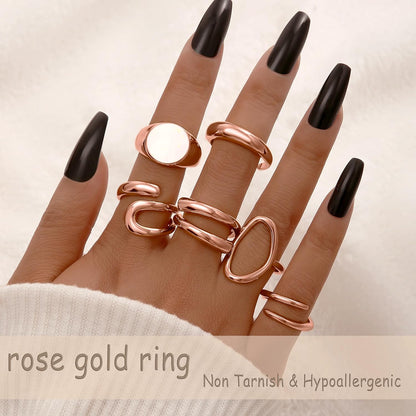 Gold Stackable Rings Set for Women