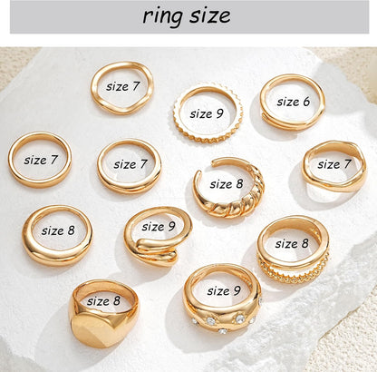 Gold Stackable Rings Set for Women