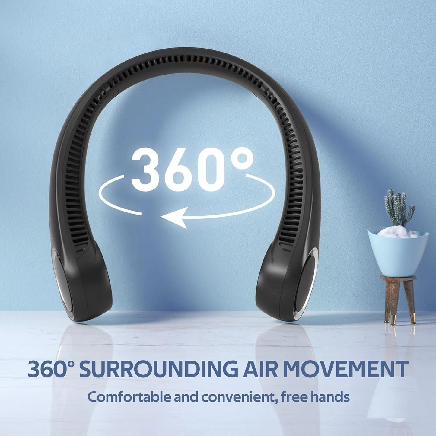 Portable Neck Fan, Hands Free Bladeless, 360° Cooling Personal Fan,Wearable Quiet Fan for Outdoor Indoor, Birthday Gifts for Men Women Mom Dad, 4000mAh Battery USB Rechargeable, 3-Speeds( Black)