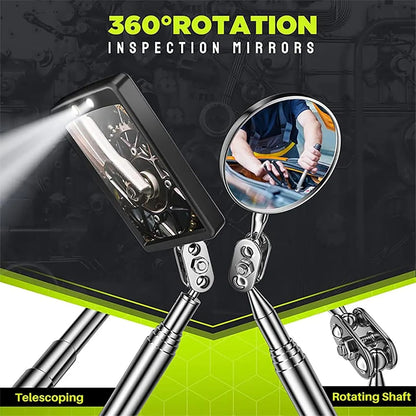 Telescoping Magnetic Pickup Tool Set, Inspection Mirror Telescoping, LED Flashlight, Cool Gadgets for Men, Father’s Day Gift, Gifts for Dad, Husband, Kids, Boyfriend, Magnet Stick (Yellow)