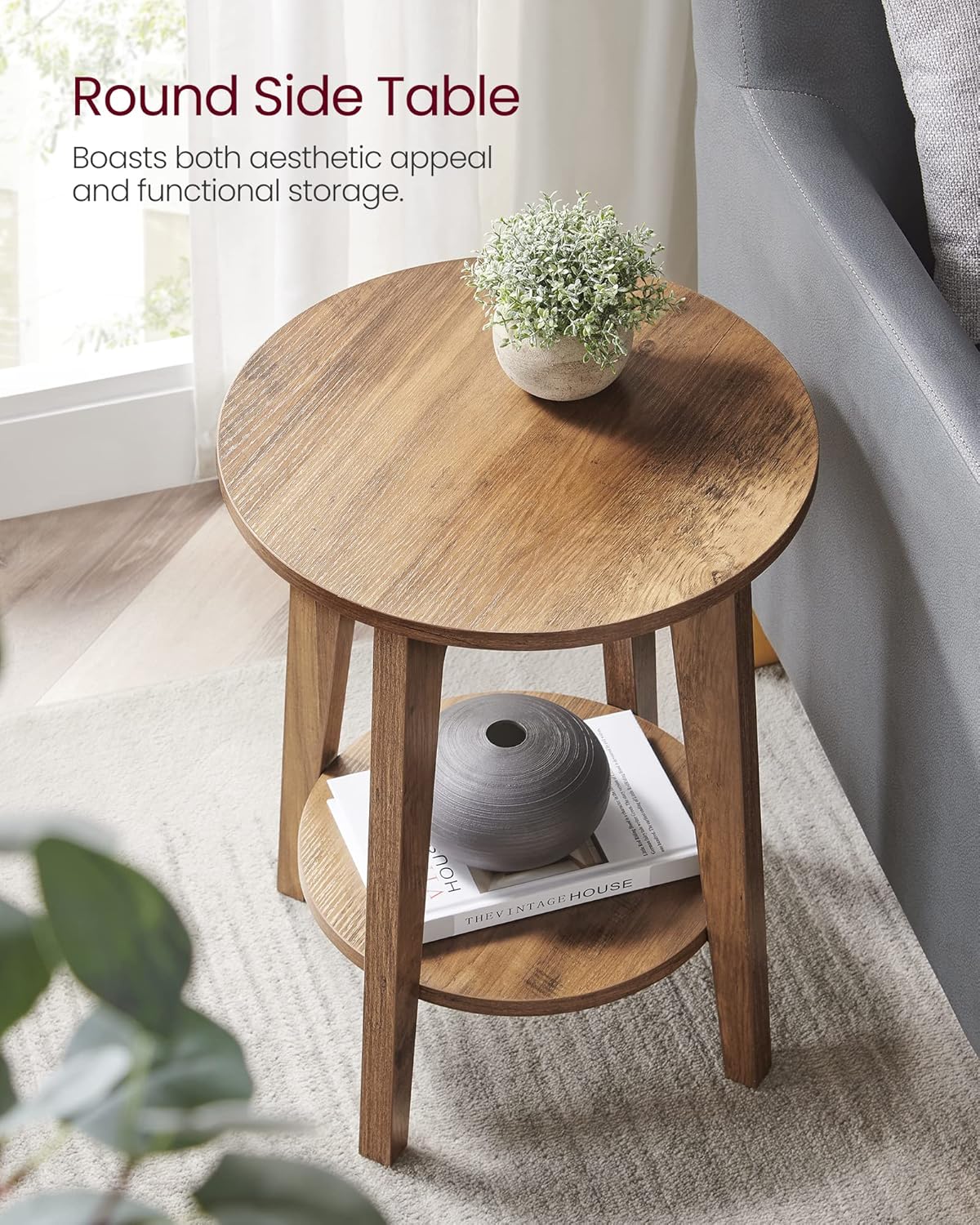 VASAGLE Small Round Side Table