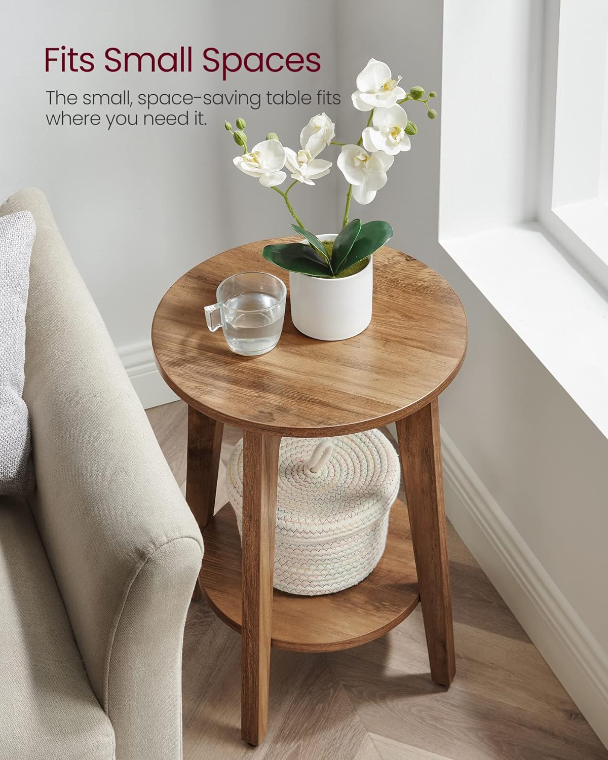 VASAGLE Small Round Side Table