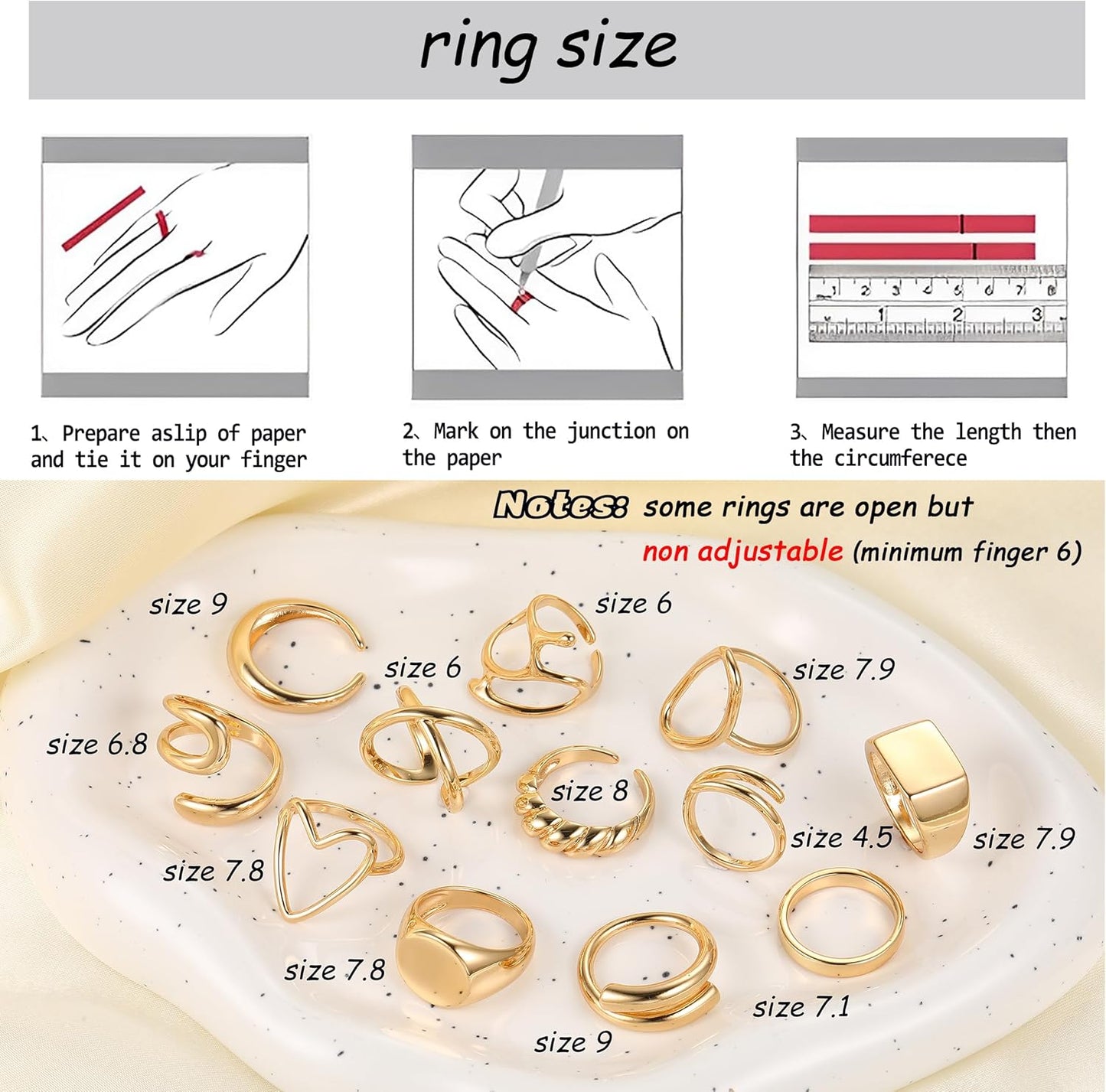 Gold Stackable Rings Set for Women
