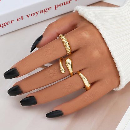 Gold Stackable Rings Set for Women
