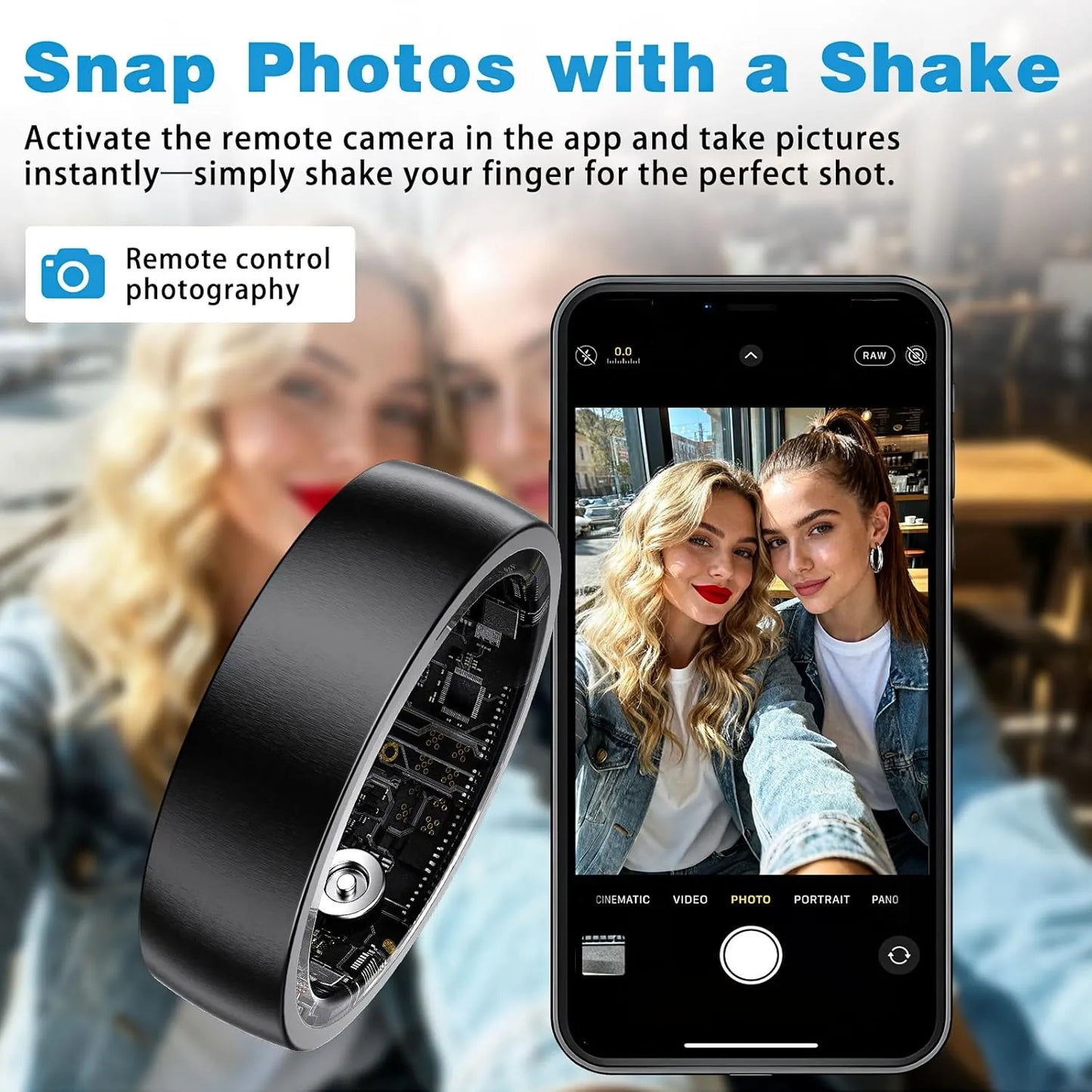 Smart Ring for Men Women, Health Fitness Tracker Ring with Sleep Tracker, Heart Rate, SpO2, Step Counter for iOS and Android, IP68 Waterproof (Black 13)