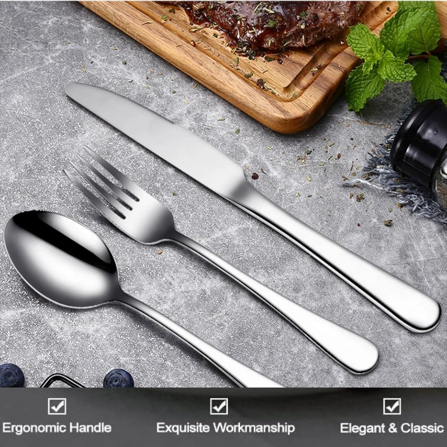 49-Piece Stainless Steel Silverware Set