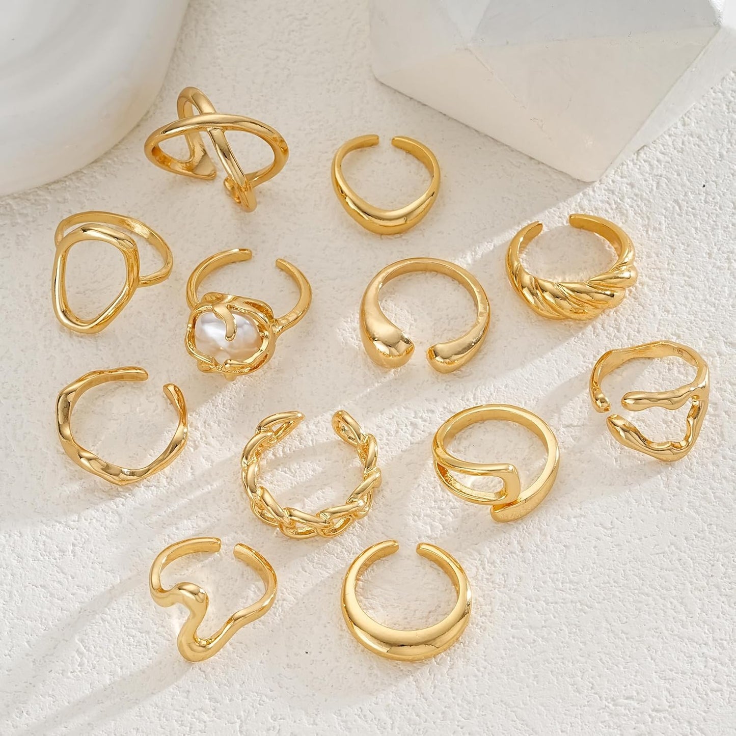 Gold Stackable Rings Set for Women