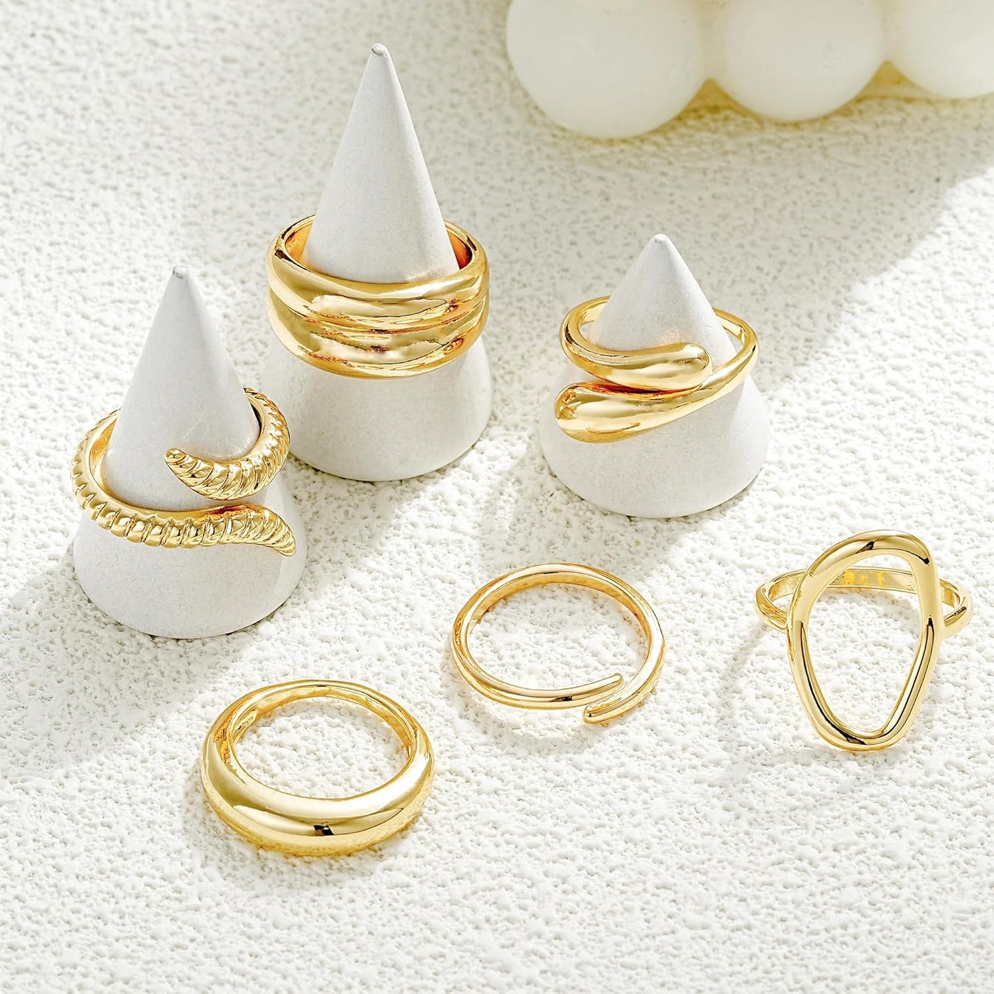 Gold Stackable Rings Set for Women