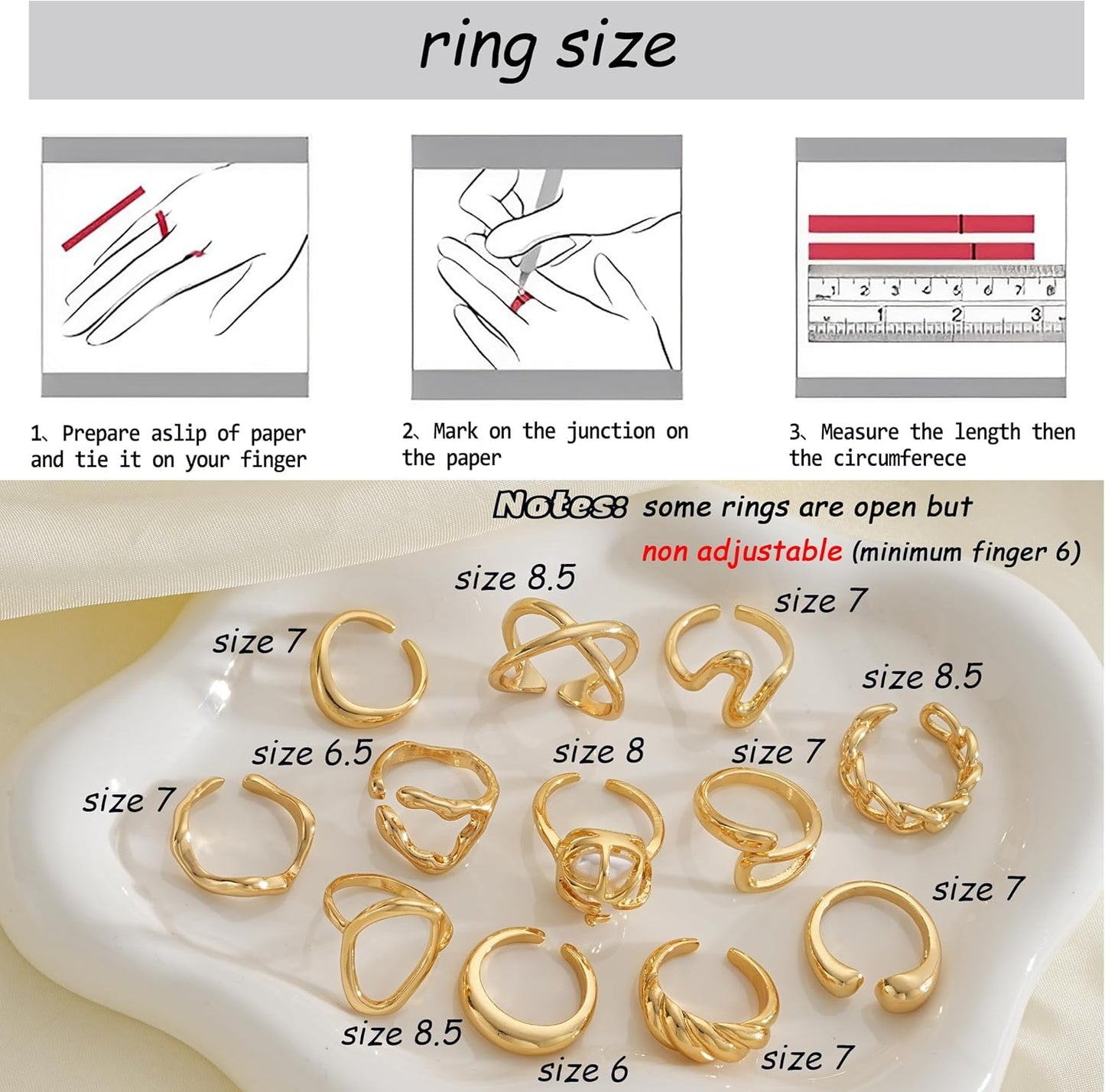 Gold Stackable Rings Set for Women