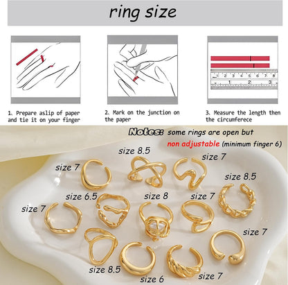 Gold Stackable Rings Set for Women