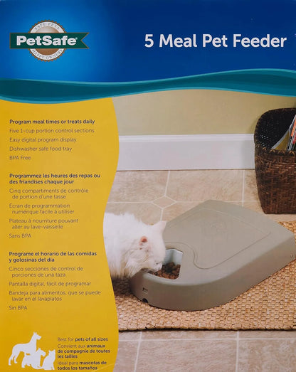 PetSafe Automatic Dog Feeder, 5 Meals, 40 oz Capacity, Plastic, for Dry Food, Multiple Pets