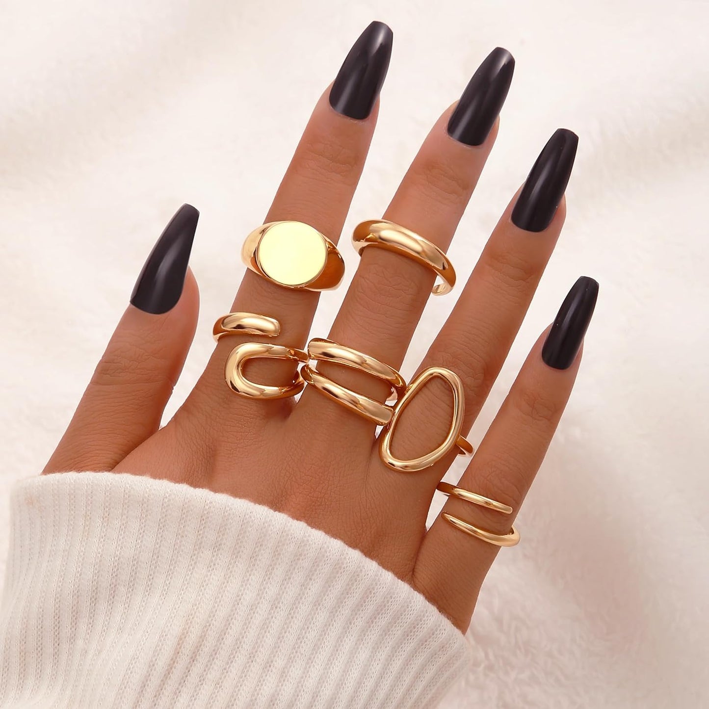 Gold Stackable Rings Set for Women
