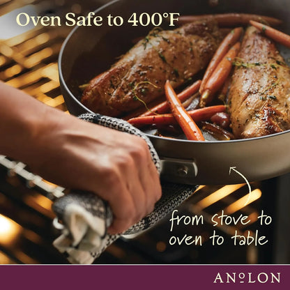 Anolon Advanced Home Hard Anodized Nonstick Cookware/Pots and Pans Set, 9 Piece - Moonstone