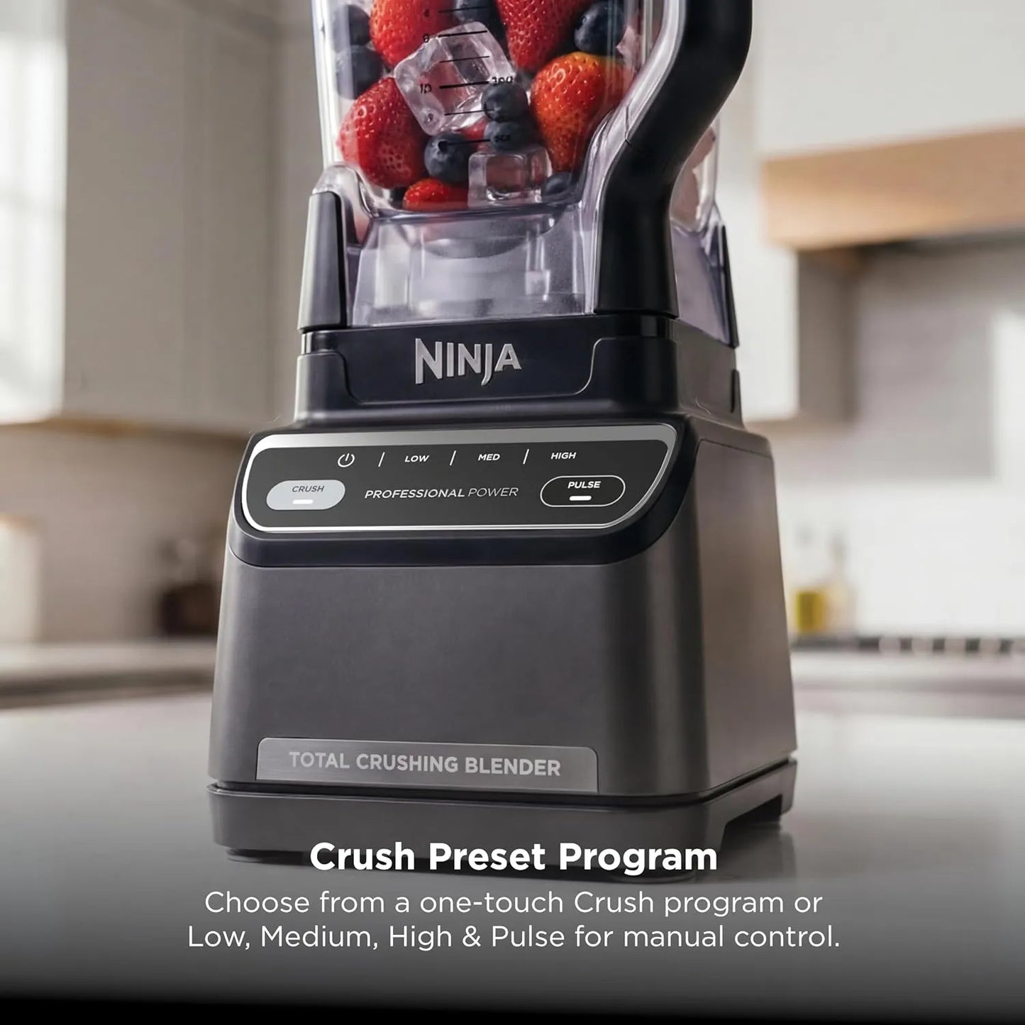 Ninja Professional Blender | Smoothie Blending, Drink Mixer, Grinder, Ice Crusher, Frozen Fruit Blending | 1000W Power, Total Crushing Technology, XL 72-oz. Pitcher | Black & Grey | BL610