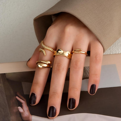 Gold Stackable Rings Set for Women
