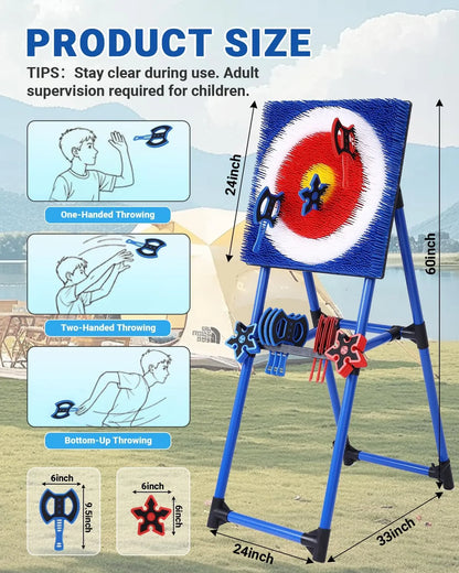 Axe Throwing Game for Backyard - 8 Throwing Axes Set - Deluxe Foldable Plastic Axe Throwing Target Game for Adults Kids, Outdoor Games Carnival Games