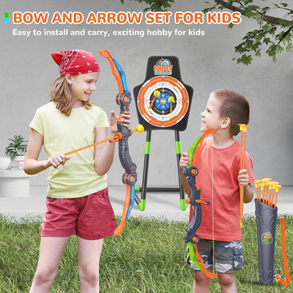 GMAOPHY 2 Pack Bow and Arrow Toy for 5 6 7 8 9 10 11 12 Year Old Boys, Birthday for Kids, Indoor Outdoor Sport Games Toys for Ages 4-8 8-12, LED Light Up Archery Set with 20 Suction Cup Arrows