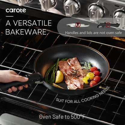 CAROTE 19pcs Pots and Pans Set, Nonstick Cookware Set Detachable Handle, Induction Kitchen Cookware Sets Non Stick with Removable Handle, RV Cookware Set, Oven Safe