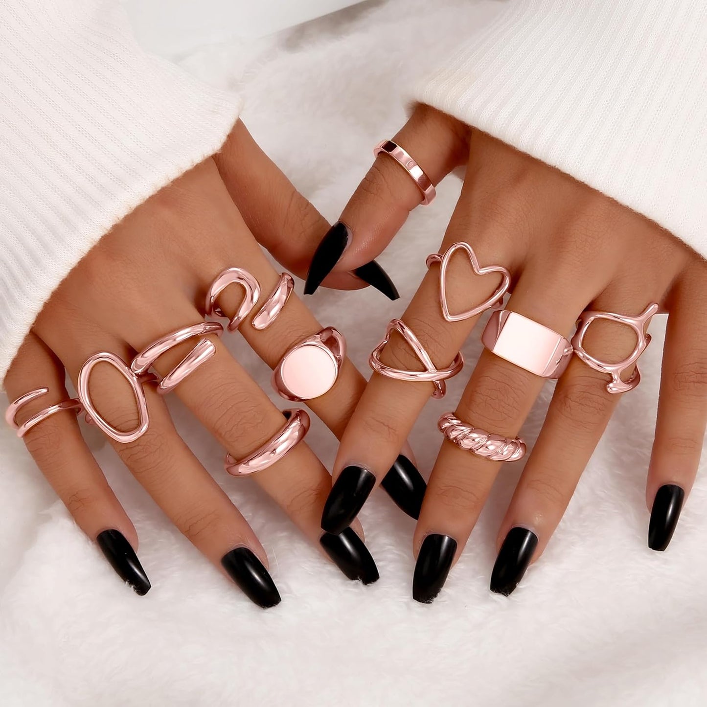 Gold Stackable Rings Set for Women