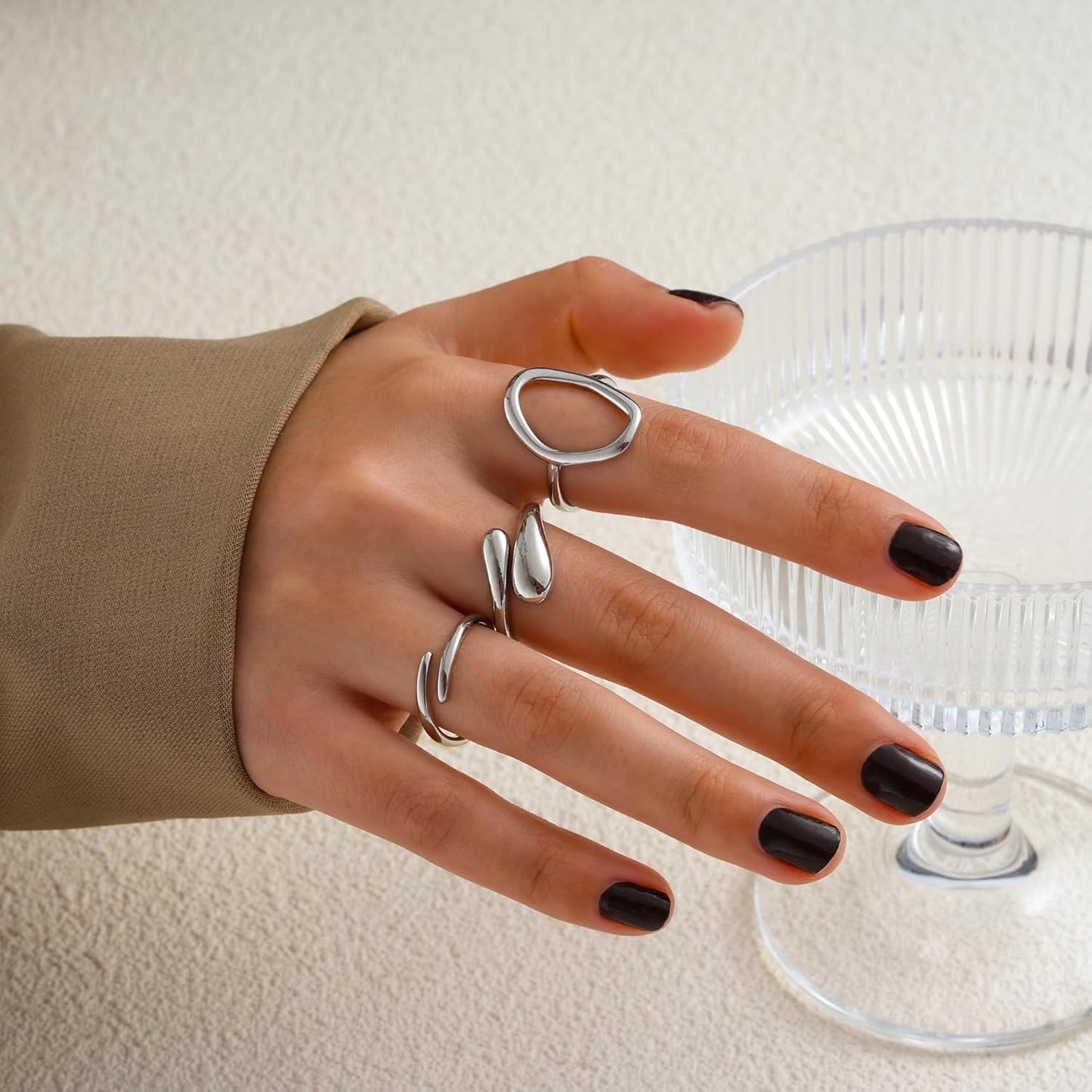 Gold Stackable Rings Set for Women