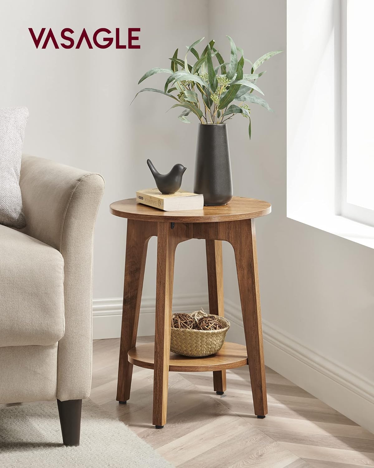 VASAGLE Small Round Side Table