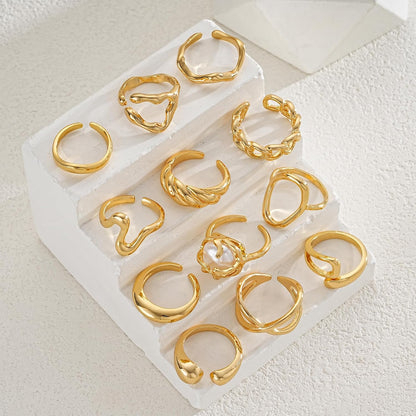 Gold Stackable Rings Set for Women
