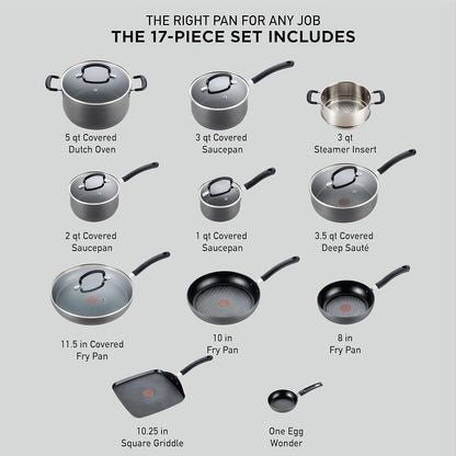 T-fal 17-Piece Nonstick Cookware Set