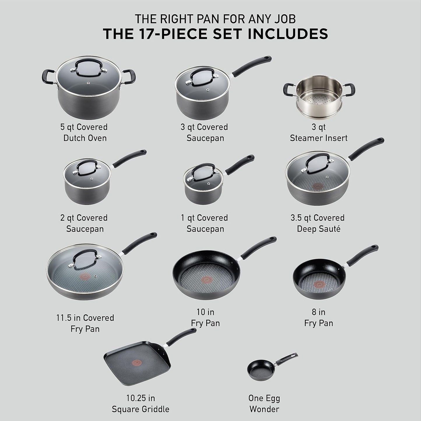 T-fal 17-Piece Nonstick Cookware Set