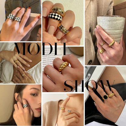 Gold Stackable Rings Set for Women