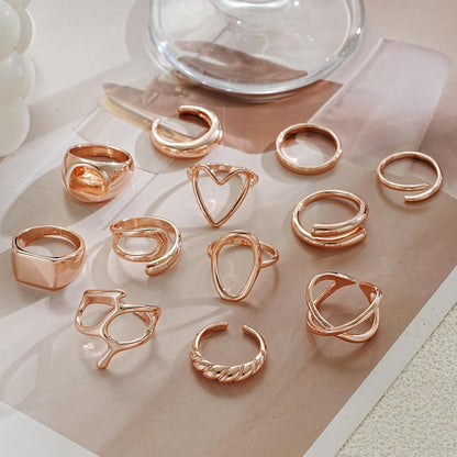 Gold Stackable Rings Set for Women