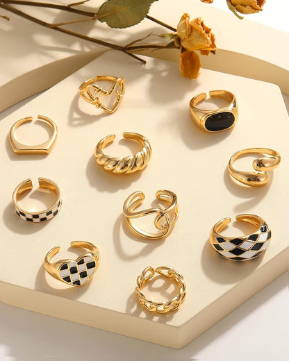 Gold Stackable Rings Set for Women