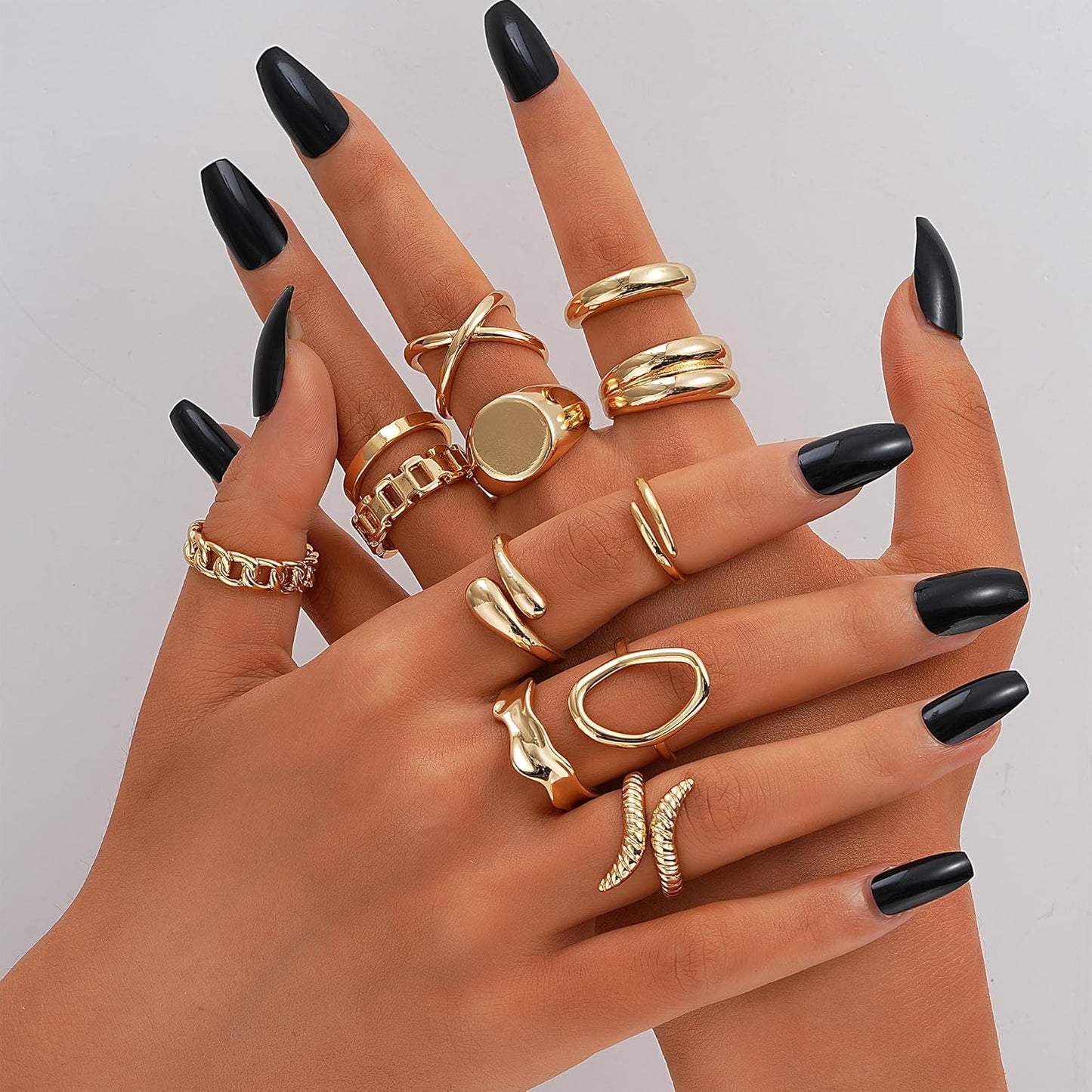 Gold Stackable Rings Set for Women