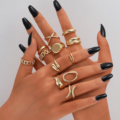 Gold Stackable Rings Set for Women