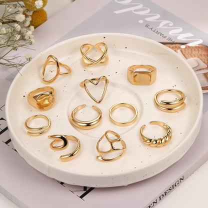 Gold Stackable Rings Set for Women