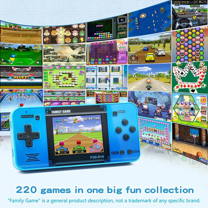 Handheld Game for Kids -Preloaded 220 Retro Video Games, Portable Gaming Player with Rechargeable Battery 3.0" LCD Screen, Mini Arcade Electronic Toy Gifts for Boys Girls