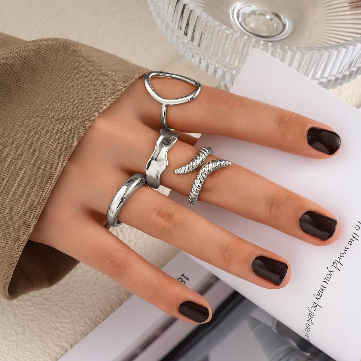 Gold Stackable Rings Set for Women