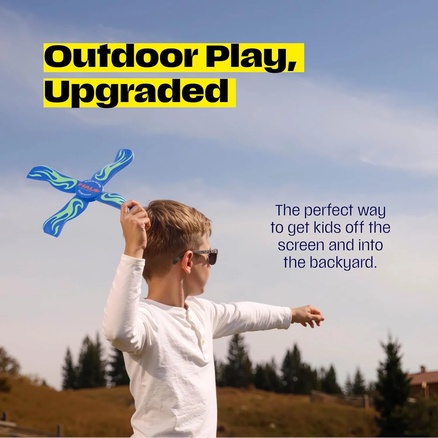Halo Sport Boomerang for Kids & Adults - 8 9 10 11 12 Year Old Boy Gifts - Sports and Outdoor Toys for Kids 8-12 - Boys Birthday Gifts Ages 8-10 - Outside Fun Toy - Glow-in-the-Dark