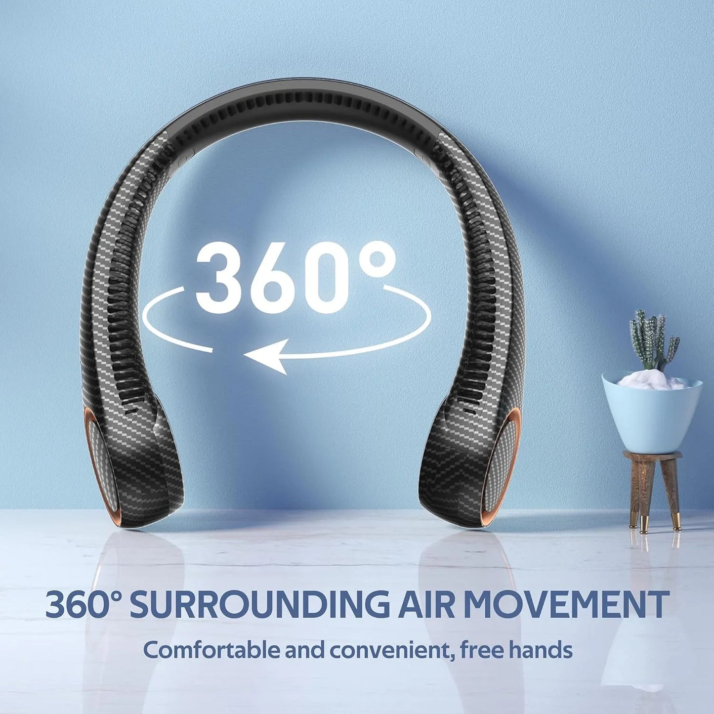 Portable Neck Fan, Hands Free Bladeless, 360° Cooling Personal Fan,Wearable Quiet Fan for Outdoor Indoor, Birthday Gifts for Men Women Mom Dad, 4000mAh Battery USB Rechargeable, 3-Speeds( Black)