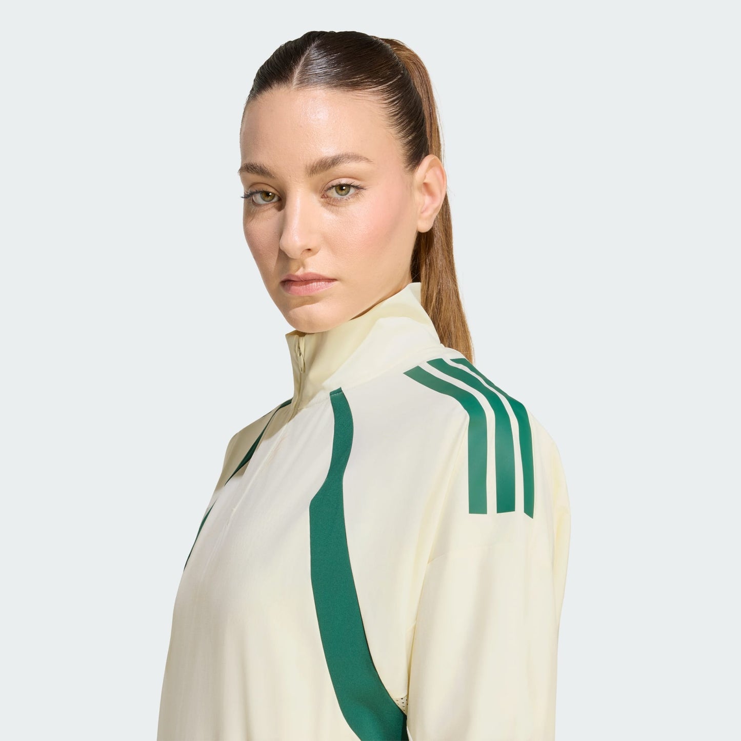 Hyperglam 3-Stripes Color Block Woven 1/4 Zipper Track Top