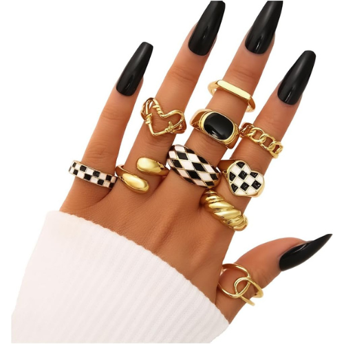 Gold Stackable Rings Set for Women