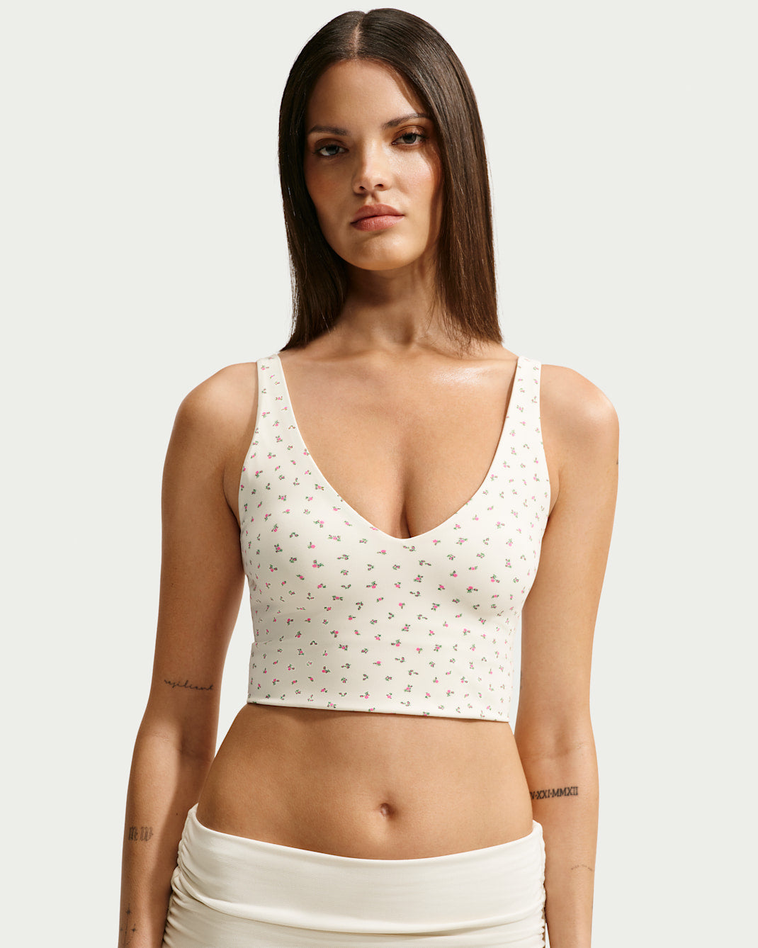 Women's Printed V-Neck Long-Line Bra